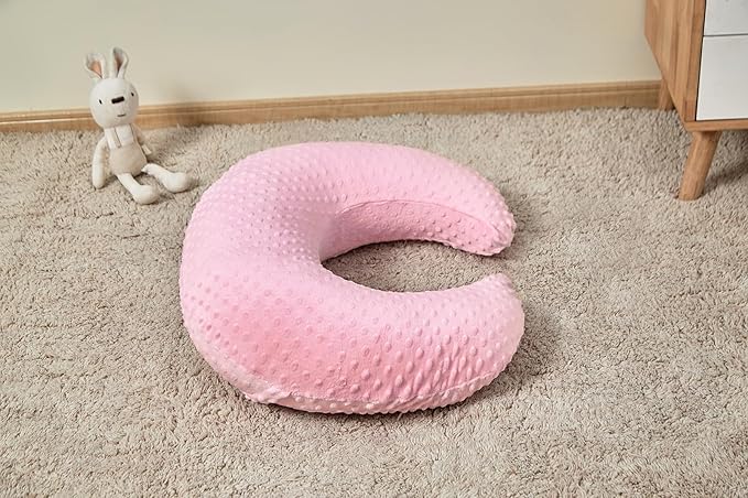 ESEN Plus Size Baby Nursing Pillow and Body Positioner for Breast Feeding and Bottle Feeding, Ultra Soft Baby Breastfeeding Pillows with Removable Nursing Pillow Cover for Mom and Baby (Pink)