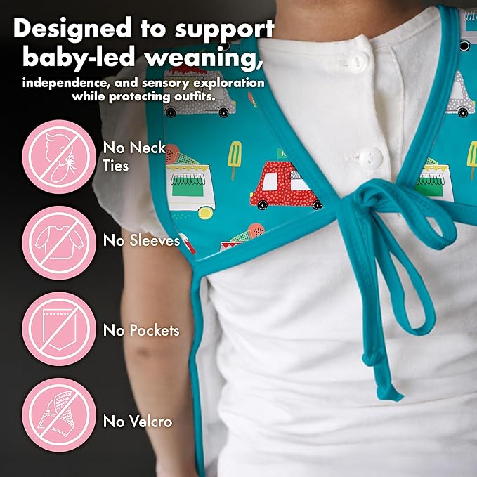 BapronBaby Ice Cream Truck Bapron - No Neck Tie Safer Bib for Baby & Toddler - Soft Waterproof Stain Resistant - Machine Washable - Sz Preschool 3-5yrs
