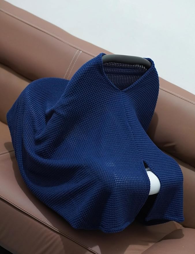 Navy Blue Nursing Cover for Breastfeeding, Soft Breathable Privacy Poncho, Portable Breast Feeding Covers for Women