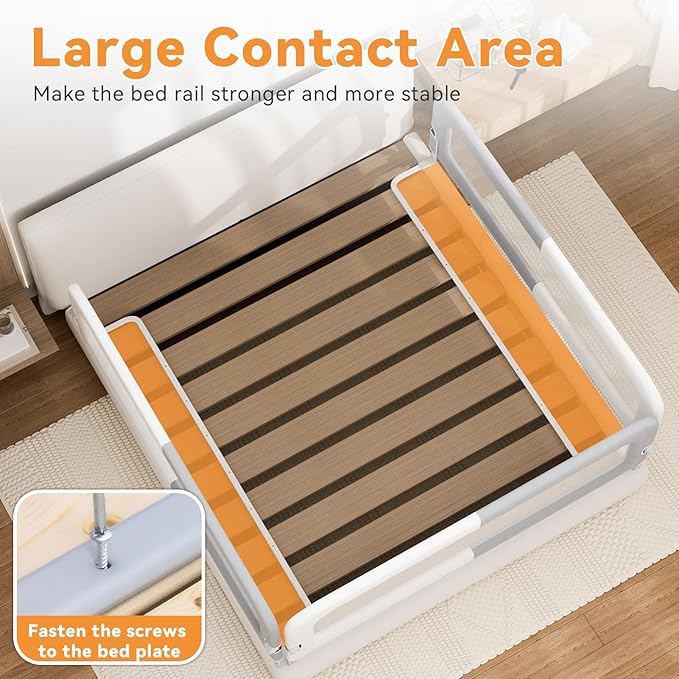 Bed Rail for Toddlers: Foldable & Stable - 78.74 x 78.74 x 59.06 Designed for Queen Size Beds - Bed Rail Guard with Steady U-Shape Base for Toddlers, Baby, Kids