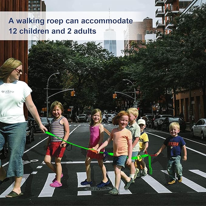 Safety Walking Rope with Colorful Handles for Daycare Teacher and Schools Designed (12 Children and 2 Adults)