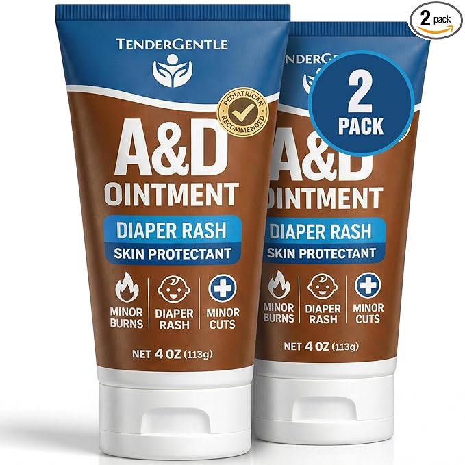 Vitamin A&D Ointment for Baby Diaper Rashes - 4 oz Tube, 2 Pack - A and D Ointment for Adults, Seniors, and Babies