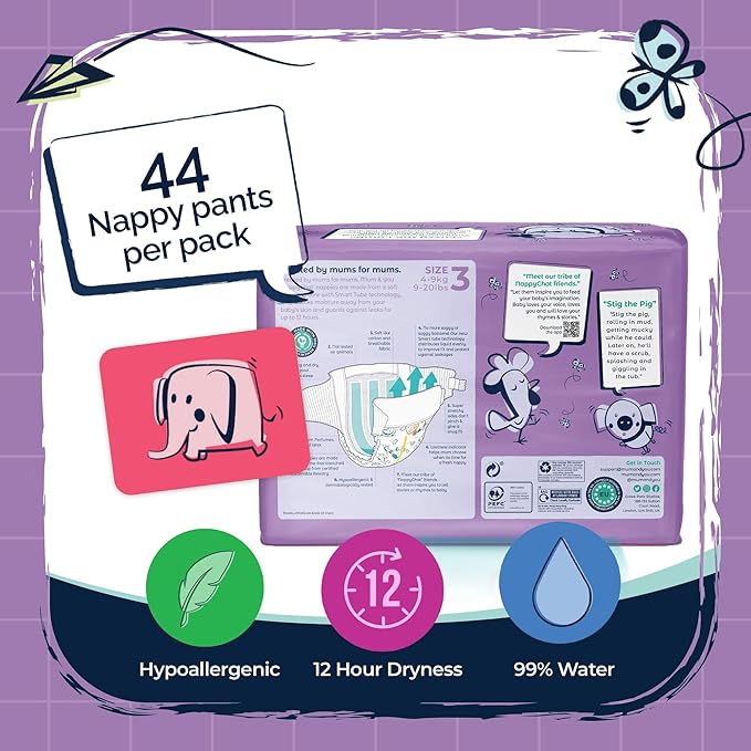 Mum & You Nappychat Premium Performance Eco Diapers, Size 3 (42 Diapers) Smart Tube Technology. Leak Protection. 100% Recyclable. Hypoallergenic, Dermatologically-Tested. No Lotion, Perfume or Dyes.