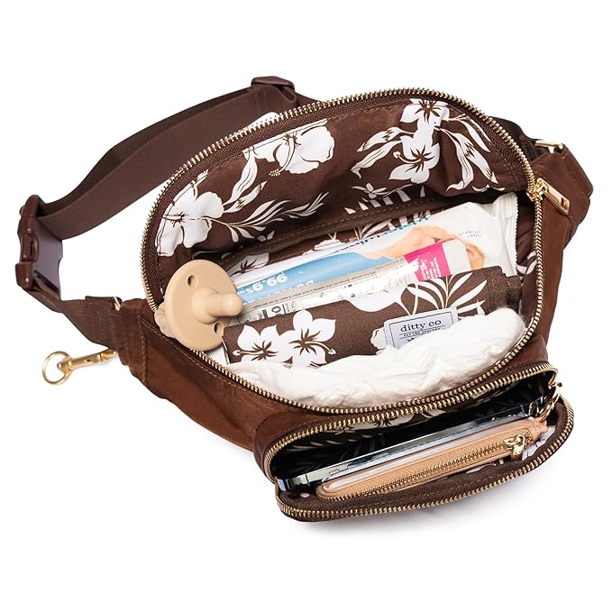 Ditty Co. Small Diaper Bag - Portable Changing Pad - Crossbody Bags For Women - Baby Wipe Holder - Baby Travel Essentials (Chocolate Brown)
