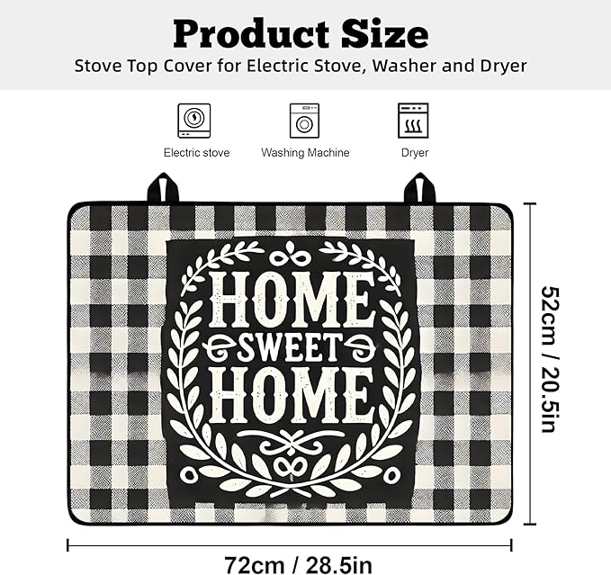 Multi-Design Stove Top Cover for Glass/Electric Stoves - 3-in-1 Heat-Resistant Protector Mat, Non-Slip Drying Rack 28"x20" (Home, 28" L x 20" W)