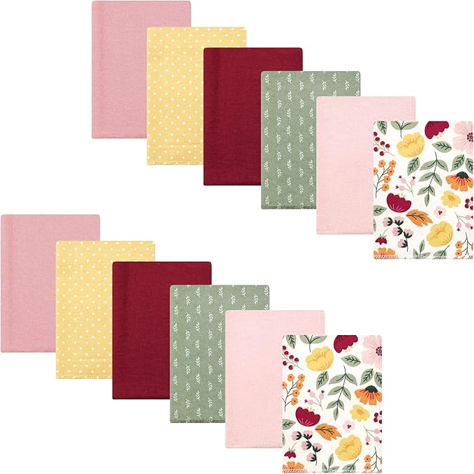Hudson Baby Unisex Baby Cotton Flannel Burp Cloths Bundle, Fall Botanical, One Size