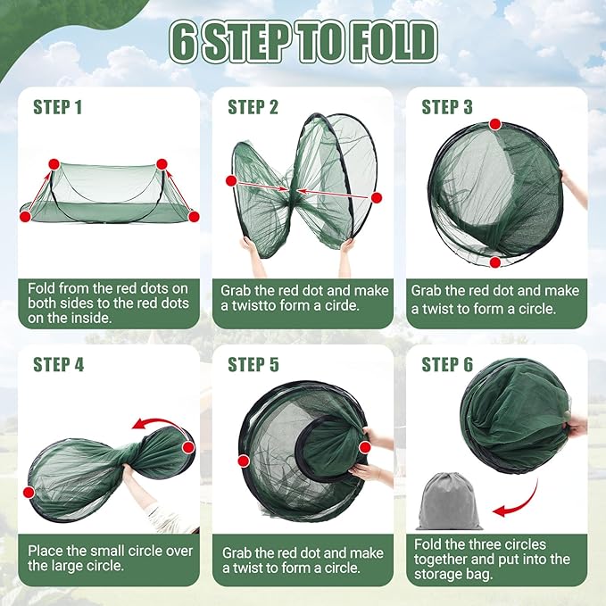 2 Pcs Large Pop up Mosquito Tent Portable Foldable Mosquito Bug Net for Bed Camping Travel Patio Outdoor 78 * 31 * 22 Inch Bug Netting Mesh Tent Canopy for Adults Bedroom, Green