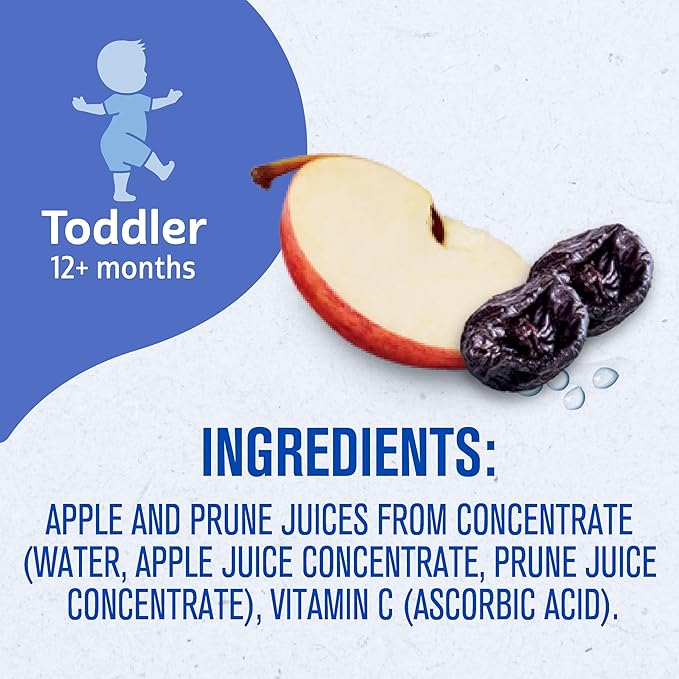 Gerber Apple Prune Juice, Non-GMO Juice from Concentrate, Made for Toddlers, 4-4 FL OZ Bottles Per Pack (Pack of 6)