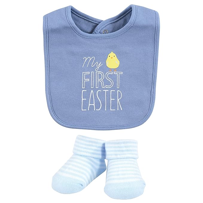 Hudson Baby Unisex Baby Cotton Bib and Sock Set, Easter Truck, One Size