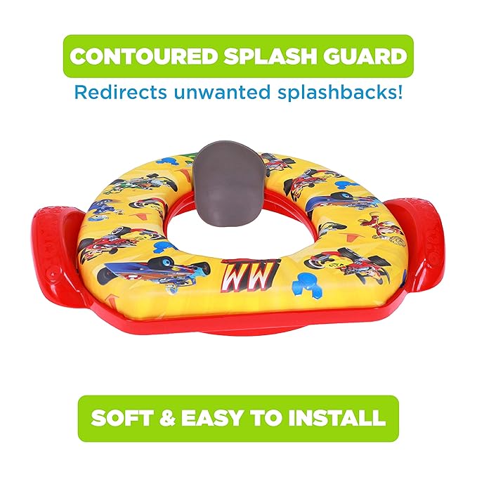 Disney Mickey Mouse "Track Adventures" Soft Potty Seat and Potty Training Seat - Soft Cushion, Baby Potty Training, Safe, Easy to Clean