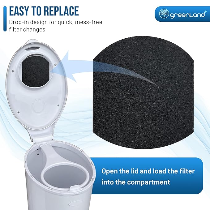 Greenland® 12-Pack Carbon Filter Refills Compatible with Ubbi® Diaper Pail – Activated Charcoal Odor Absorbing Pads, Long-Lasting Deodorizer Replacement for Ubbi Steel Diaper Pail