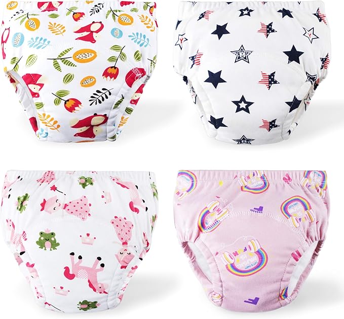 Toddler Potty Training Pants 4 Pack,Cotton Training Underwear Size 2T,3T,4T,Waterproof Underwear for Kids