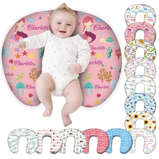 Personalized Baby Nursing Pillow Cover Custom with Name, Mermaid Theme Customized Boy & Girl Gifts