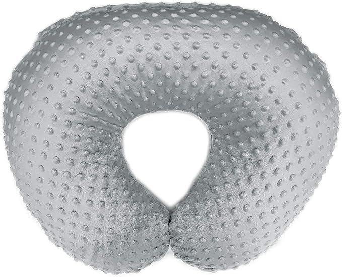KiddyKlouds Nursing Pillow Slipcover - Breastfeeding Pillow Cover. Minky Fabric (No. 2 - Light Grey)
