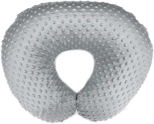 KiddyKlouds Nursing Pillow Slipcover - Breastfeeding Pillow Cover. Minky Fabric (No. 2 - Light Grey)