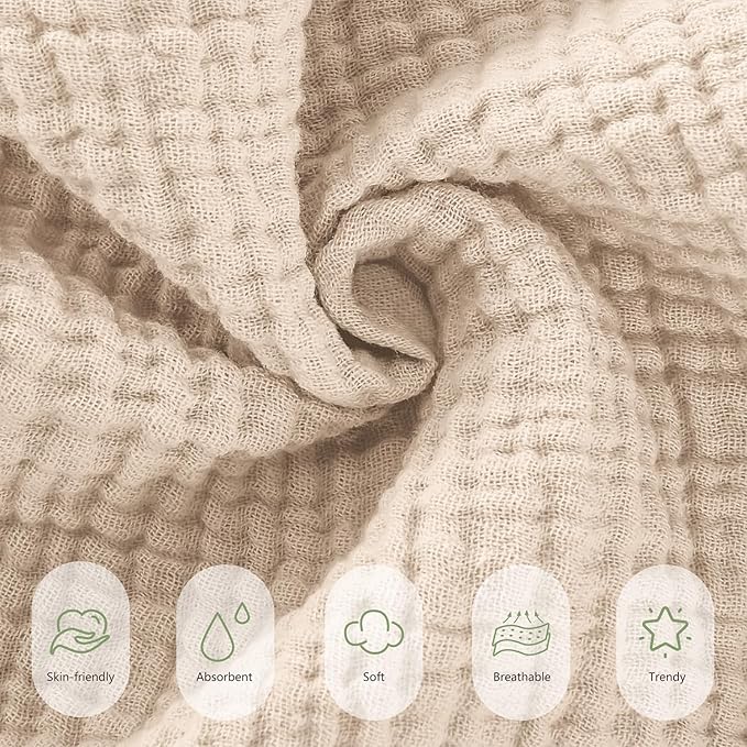 Susurration Muslin Burp Cloths 24x24 Inches Ultra Soft 100% Cotton, 4 or 7 Pack Baby Washcloths for Newborn, Absorbent Burp Rags & Swaddle Blankets