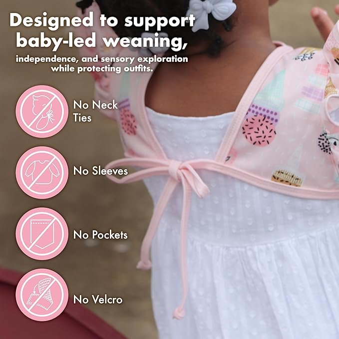 BapronBaby Flutter Little Chickies Bapron - No Neck Tie Safer Bib for Baby & Toddler - Soft Waterproof Stain Resistant - Machine Washable - Sz Preschool 3-5yrs