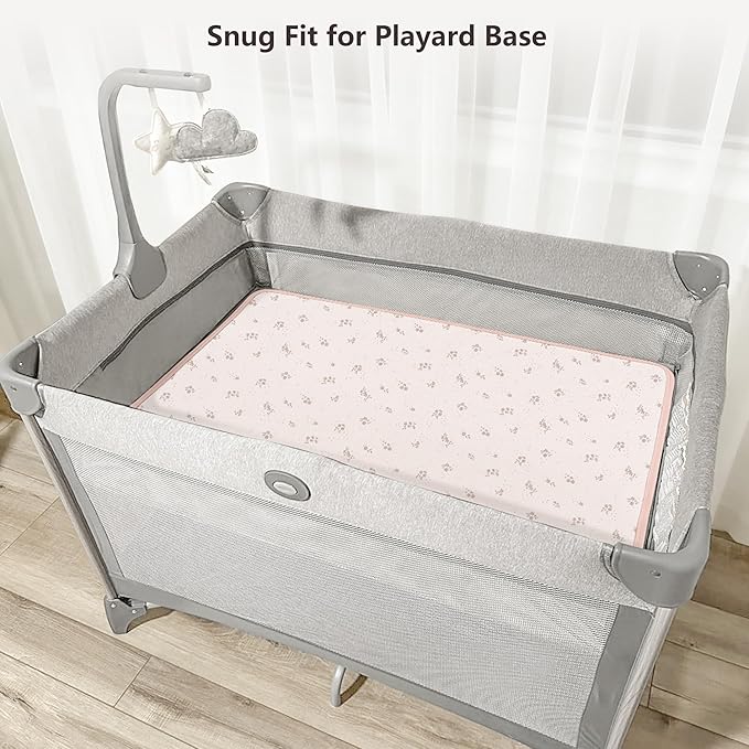 Susurration Baby Changing Pad Travel Changing Pad 2 Pack, 35 * 29.5 inch Portable Diaper Changing Pad Travel, Waterproof Changing Mat Diaper Bag Essentials - Pink&Flower