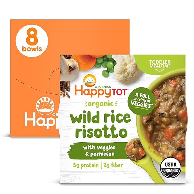 HAPPYTOT Organics Meal Bowl, Veggies & Wild Rice with Mushrooms & Parmesan, 4.5 Ounce Pouch (Pack of 8)