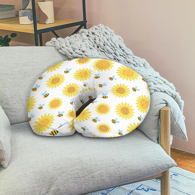 Forchrinse Sunflower Bee Nursing Pillow Cover Girls Cute Breastfeeding Pillow Case Infant Feeding Pillow Cushion Cover for Boys