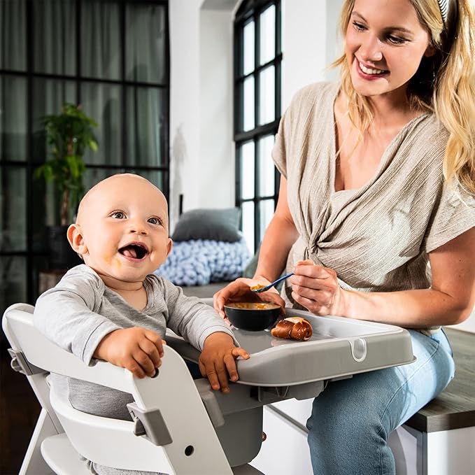 hauck Alpha Removable Non Slip High Chair Table Tray with Adjustable Depth, Compatible with Wooden Grow-Along Alpha+ and Beta+, Accessory Only, Grey,