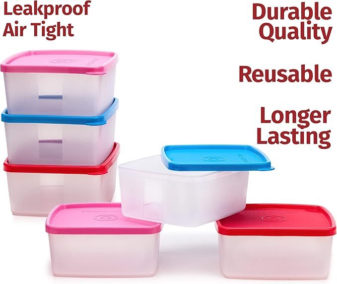 SIGNORA WARE Condiment Containers with Lids- 6 pk. 17 oz.Salad Dressing to go Small Food Storage Containers- Sauce Cups Leak proof Reusable Plastic BPA free for Lunch Box Picnic Travel