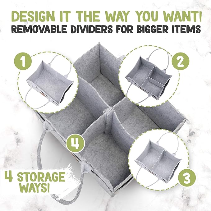 KeaBabies 5-Pack Muslin Baby Burp Cloths and Baby Diaper Caddy Organizer - Baby Essential for Newborn, Boy, Girl - Perfect Nursery Gift