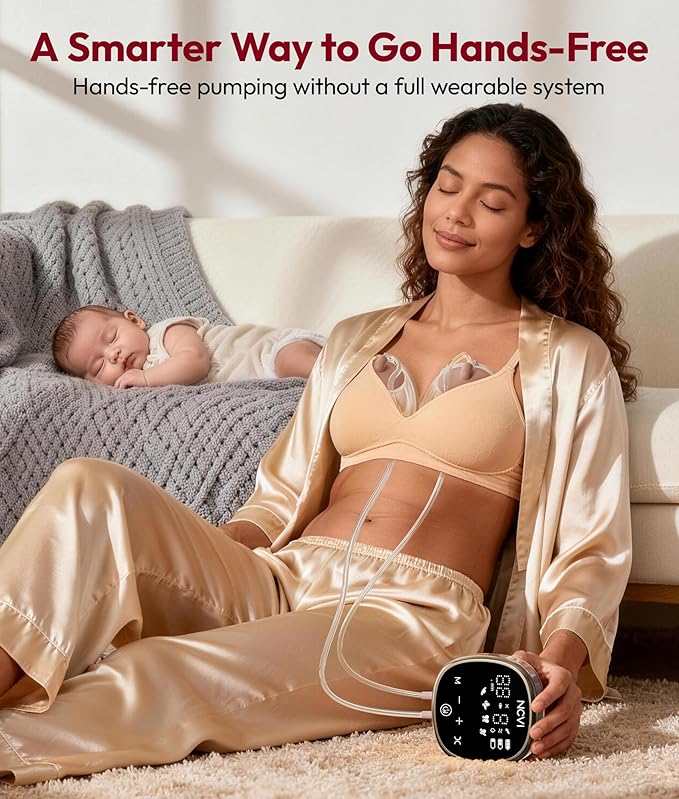 NCVI Wearable Breast Pump, in-Bra Hands-Free Electric Pump with Hospital-Grade -300mmHg Suction, Portable & Rechargeable Breast Pump, 4 Modes 9 Levels for Home, Work & On-the-Go