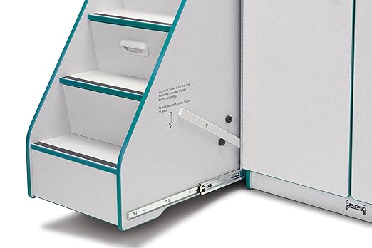 Jonti-Craft Rainbow Accents 5145JC005 Diaper Changer with Stairs, Left, Teal