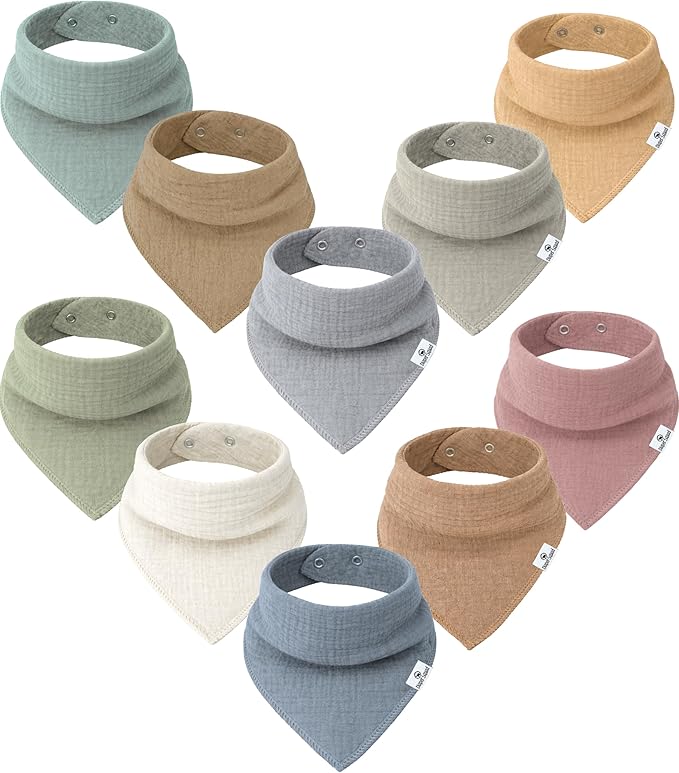 DiaperSquad's 100% Organic Cotton Baby Drool Bibs, Super Absorbent & Adjustable Baby Bibs for Drooling and Teething