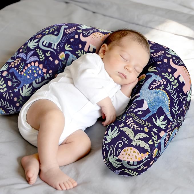 Pea Pod Nursing Pillow Cover 2 Pack Soft Stretchy Nursing Cover for New-Designed Breastfeeding Pillow, Removable Feeding Slipover for Baby Boy and Girls, Cute Dinosaur Pattern