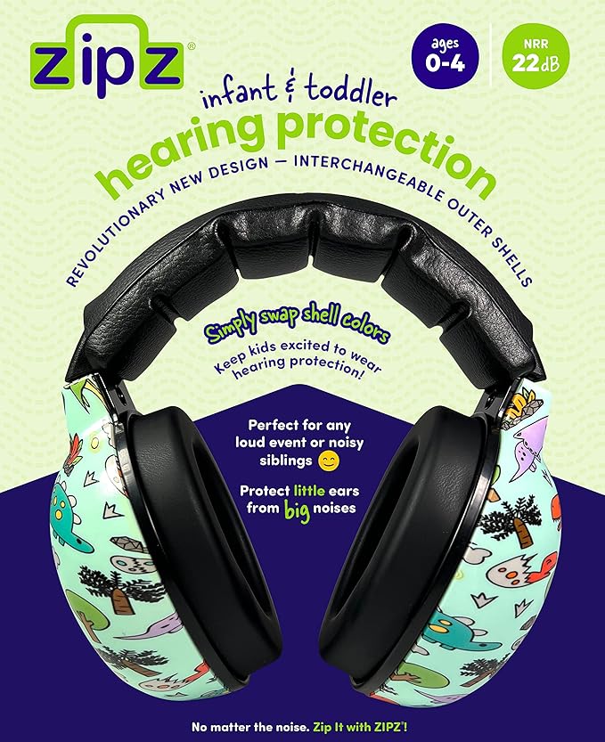 ZIPZ Baby & Toddler Earmuffs - ANSI-Certified Noise Protection, Audiologist-Recommended, Interchangeable Shells (0-4 Yrs)
