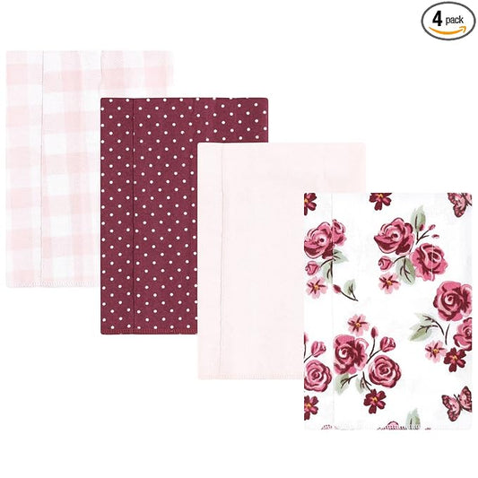 Hudson Baby Unisex Baby Cotton Flannel Burp Cloths, Sweet Roses, One Size