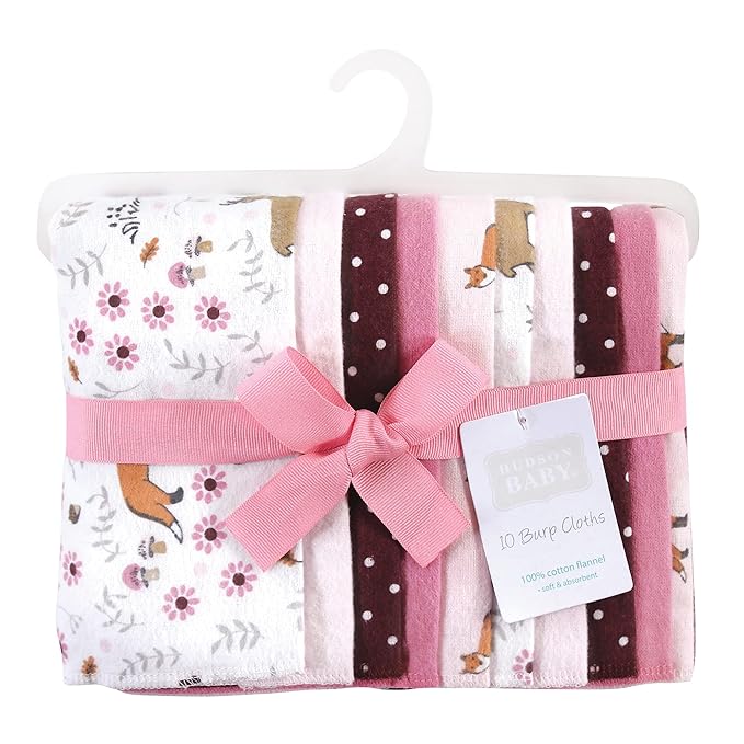 Hudson Baby Unisex Baby Cotton Flannel Burp Cloths, Woodland Floral, One Size