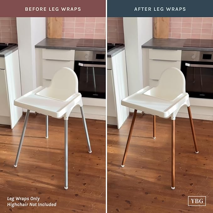 Yeah Baby Goods Highchair Leg Wraps (Matte Black) - Compatible with The IKEA Antilop Highchair - Stylish IKEA High Chair Accessories w/Easy Self-Adhesive