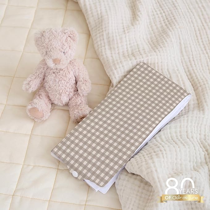 Clair de Lune Gingham Foldable Changing Mat, Easy Clean Soft Water Resistant Travel Pad 60 x 34 cm