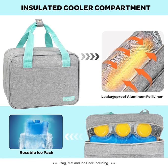 Wearable Breast Pump Bag with Cooler Compartment Compatible with Momcozy M5/S12 Pro, Elvie & Medela Pump in Style, Carrying Case with a Ice Pack & Waterproof Mat for Breast Pump and Accessories,Gray