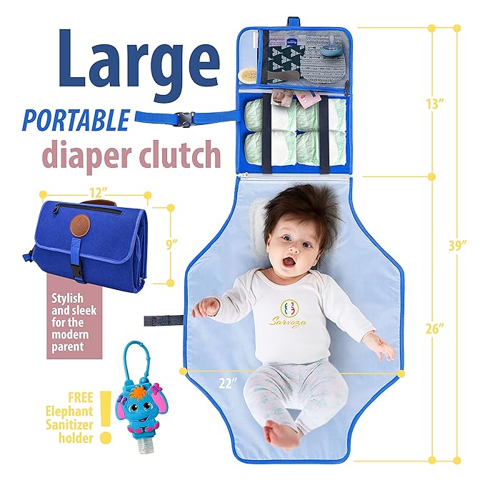 Portable Changing Pad for Baby - Diaper Changing Pad Portable - Waterproof, Foldable and Easy to Clean Travel Baby Changing Pad Mat - Lightweight Diaper Clutch Bag for Parents on The Go.