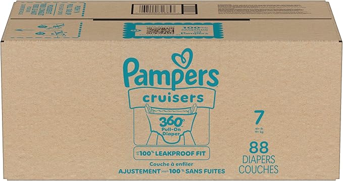 Pampers Diapers - Cruisers 360 - Size 7, 88 Count, Babyproof up to 100% Leakproof Pull-On Diaper