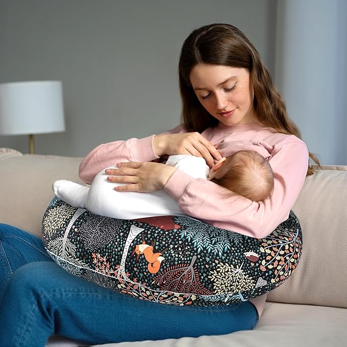 Baby Nursing Pillow Cover, Woodland Breastfeeding Pillow Slipcover Girls Boys, Nursing Pillow Case for Newborn, Soft Fabric Fits Snug On Infant, Washable and Breathable, Animals