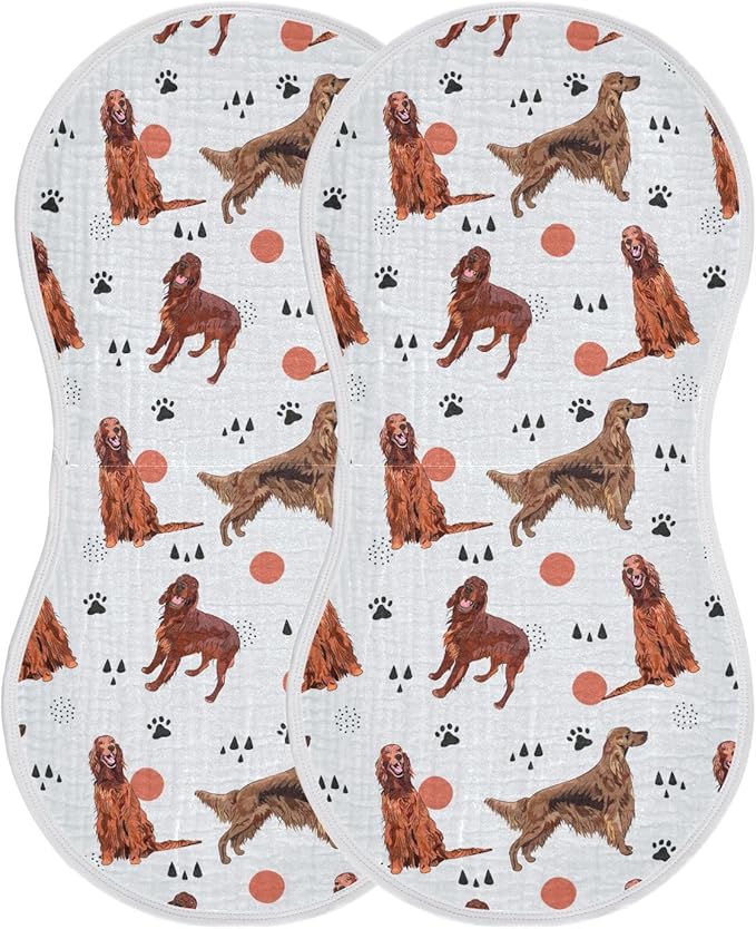 vvfelixl Baby Burp Cloths Irish Setter Dog Pattern Baby Newborn Cotton Burping Cloths Set Baby Washcloths 4 Pack