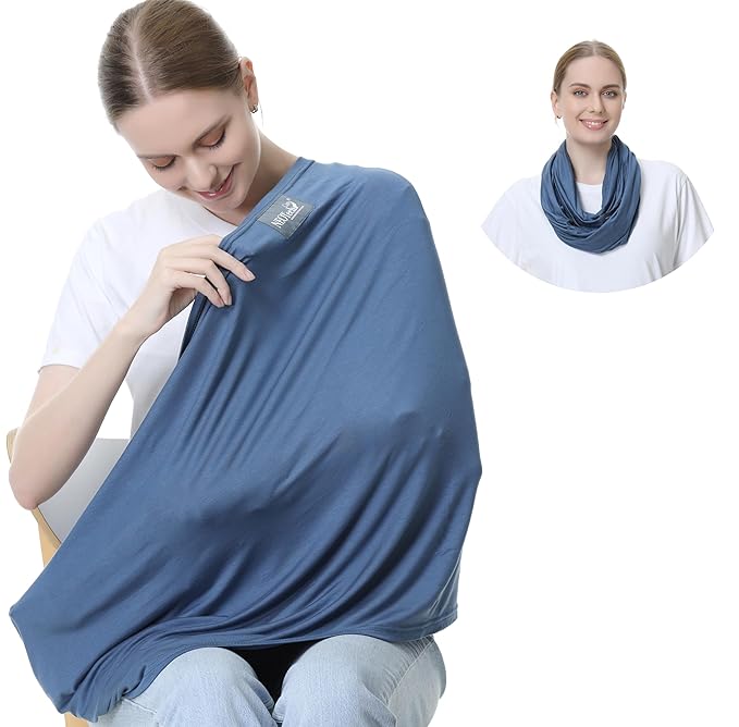 NeoTech Care Baby Nursing Cover Breastfeeding Scarf | Soft Fabric (Blue)