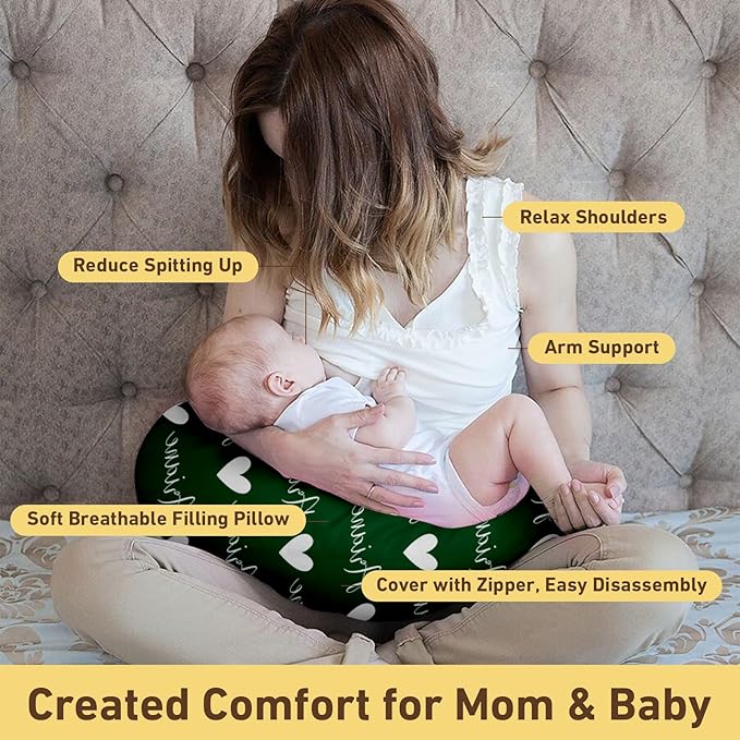 Dyoart Baby Nursing Pillow Cover,Custom Name Gifts,Ultra Soft Comfortable for Infant Boys Girls,Breastfeeding,Heart(one Size)