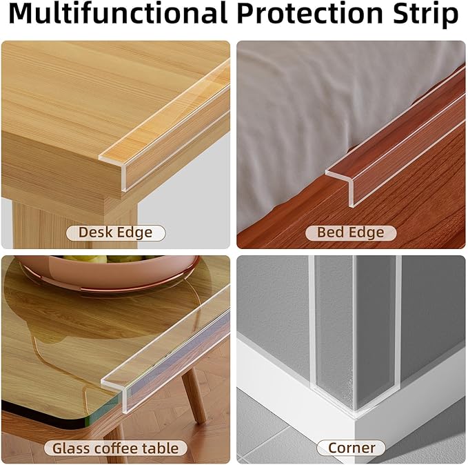 Clear Edge Protector & Corner Guards,1.6in(W) x 16.4FT（L, Baby Proof Corner Protectors for Furniture,Table Bumper for Baby Safety, Sharp Edge Protector for Drawers, Tables, Cabinets