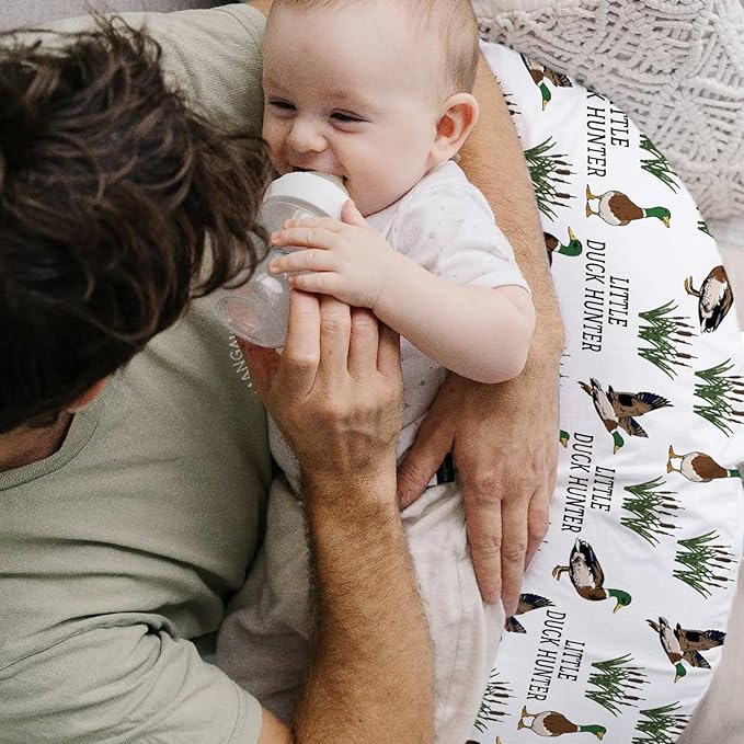 HawSkgFub Little Duck Hunter Mallard Hunting Nursing Pillow Cover for Baby Boys Girls, Wild Animal Reed Breastfeeding Pillow Slipcover, Nursing Pillowcase for Newborn Infant, Cover Only
