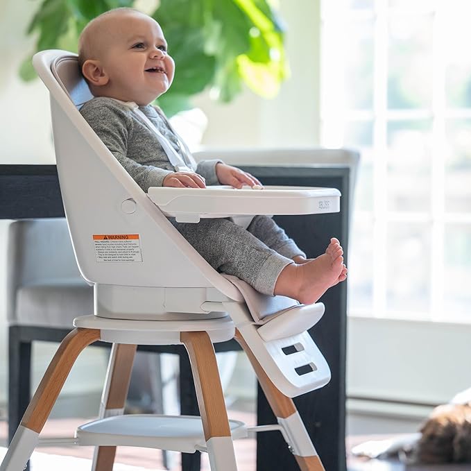 TruBliss Turn-A-Tot High Chair for Babies and Toddlers, 2 in 1 Wooden Portable Baby Feeder or Adjustable Child's Seat with 360 Degree Swivel, Removable Tray, and Pad (Grey Taupe)