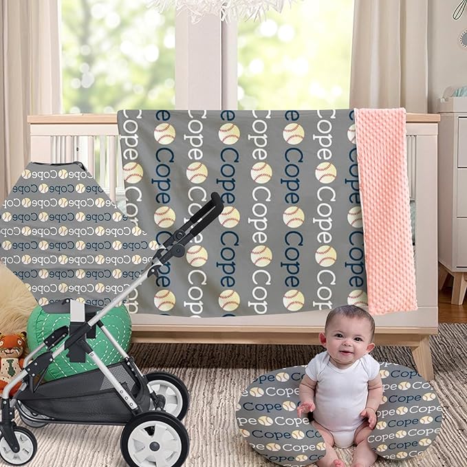 Baby Nursing Pillow Cover - Personalized Name Baseball Theme Breastfeeding U-Shaped for Bottle Feeding, Ultra Soft Comfortable Breastfeeding Pillow Cover for Infant Baby Boys and Girls