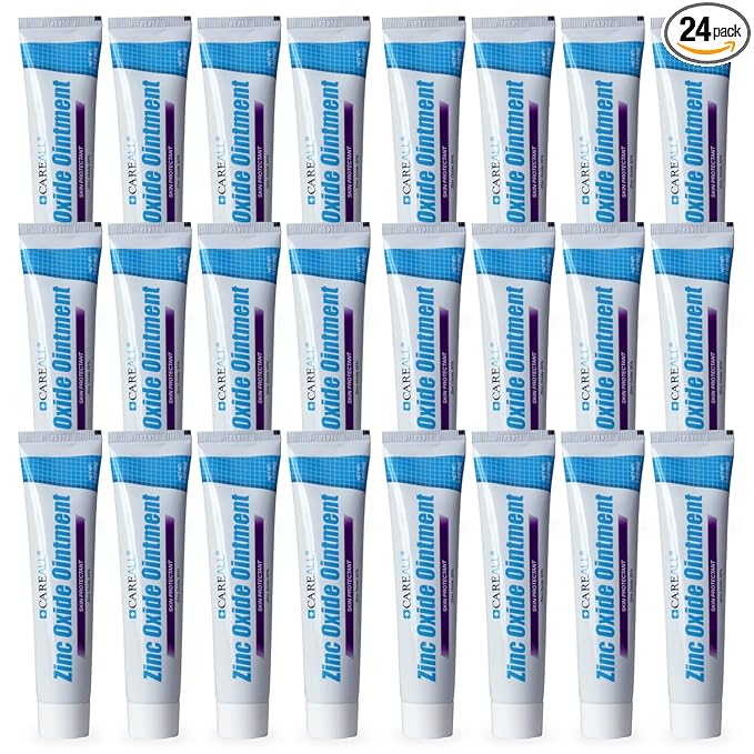 CareAll Zinc Oxide 20% Skin Protectant Barrier Ointment 2 oz (24 Pack), Relieves, Treats and Prevents Minor Skin Irritations due to Diaper Rash. Helps Seal Out Wetness. Protects Chafed Skin.
