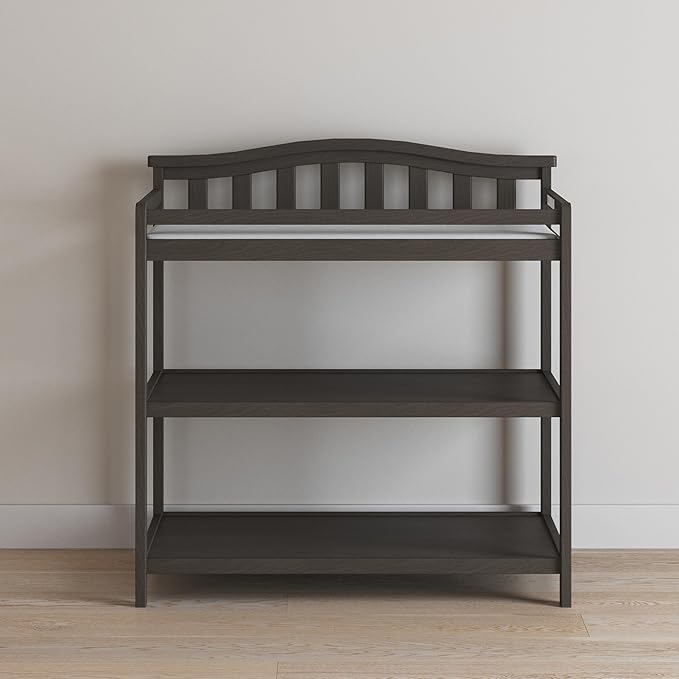 Child Craft Arch Top Infant Changing Table, Water-Resistant Pad and Safety Strap, Anti-Tip Kit Included to Prevent Tipping, Non-Toxic, Baby Safe Finish (Dapper Gray)