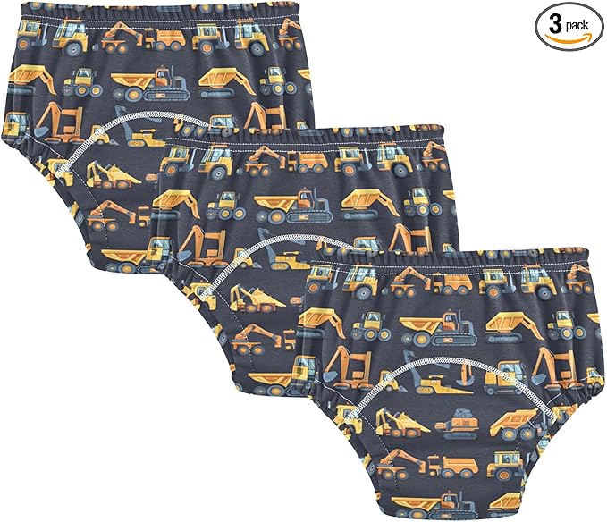 Little Girls Underwear Potty Training Pants Soft Cotton Sleep Underwear for Toddler Boys 4T Construction Vehicles